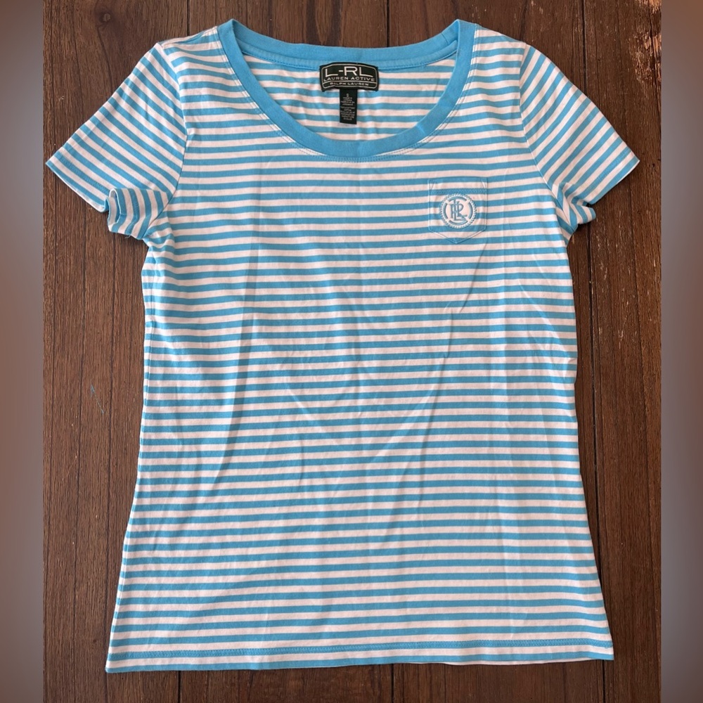 Lauren Active Ralph Lauren Blue Striped Shirt Womens size Small
